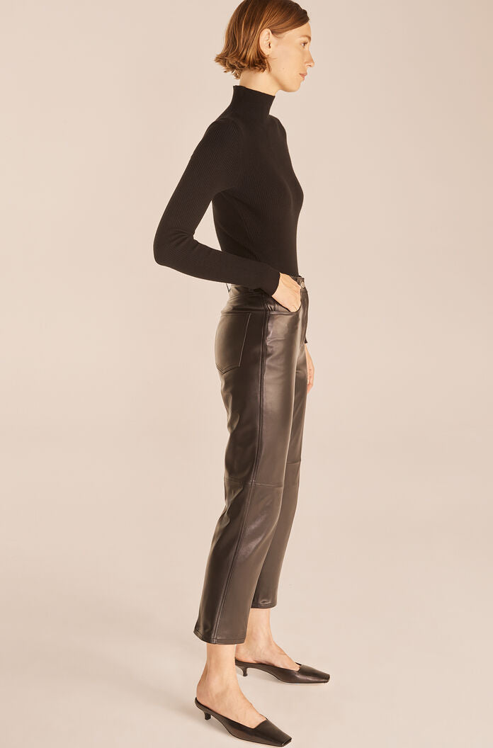 Crop Leather Pant | Black