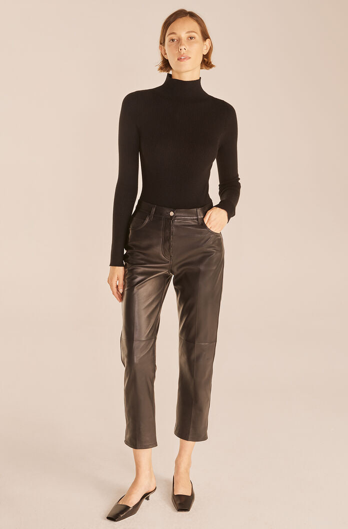 Crop Leather Pant | Black
