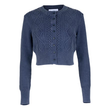 Navy Cable-Knit Cropped Cardigan - Dannijo
