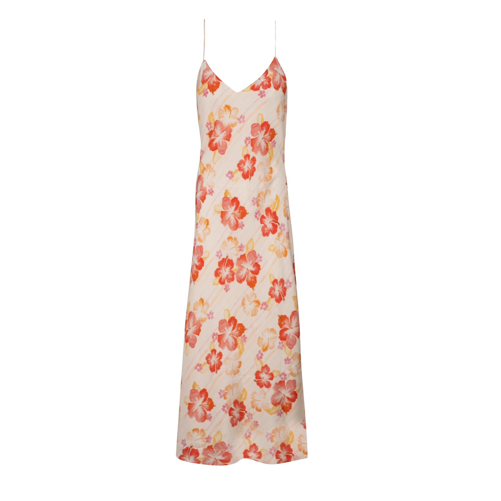 Rouge Hibiscus Midi Slip | Multi Watercolor