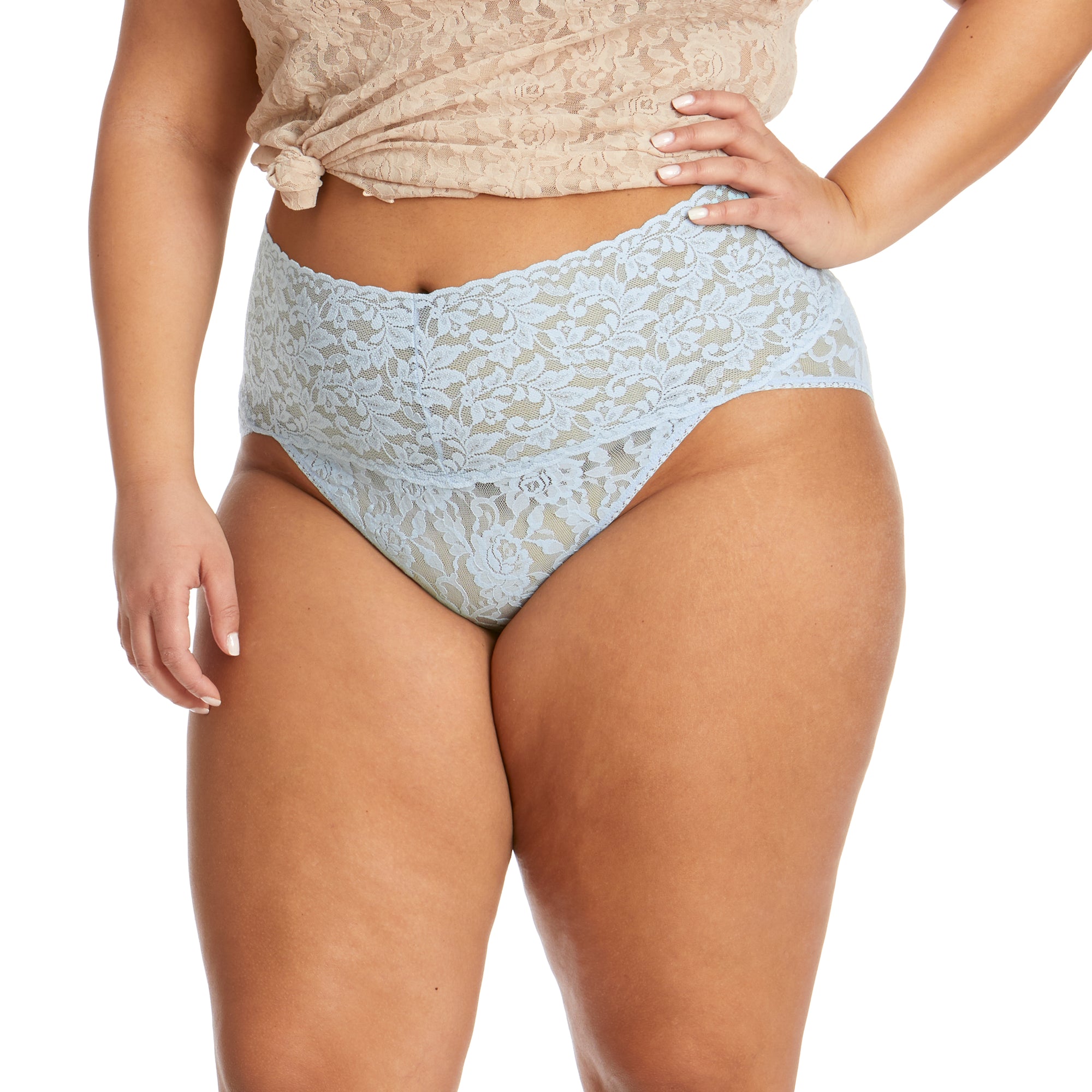 Plus Size Retro V-Kini | Partly Cloudy (Blue)