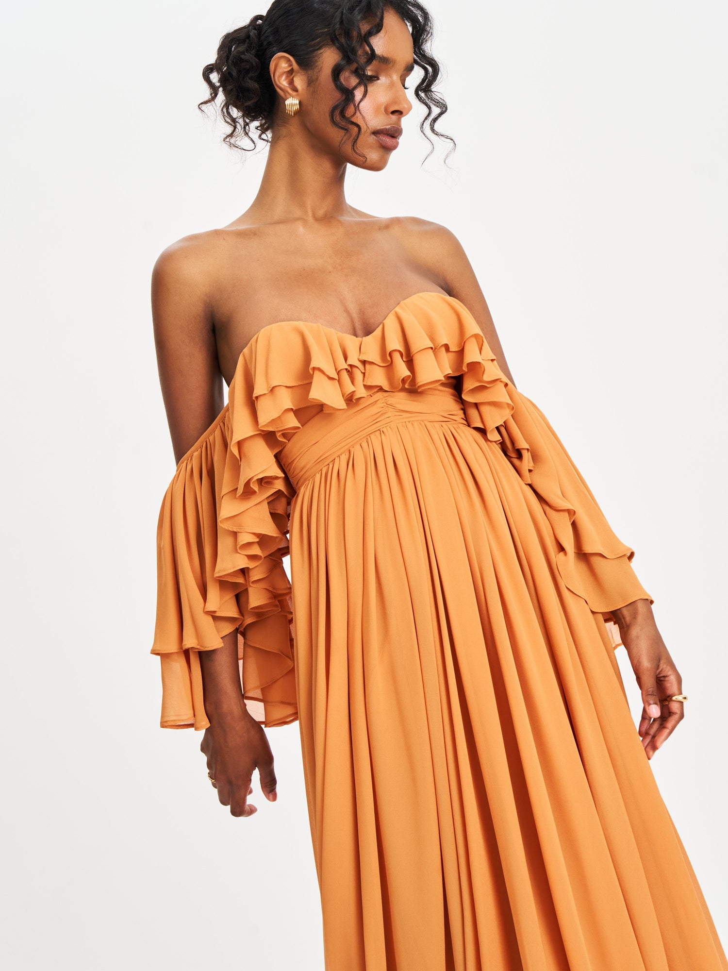 Kaela Off Shoulder Chiffon Maxi Dress | Brickwork