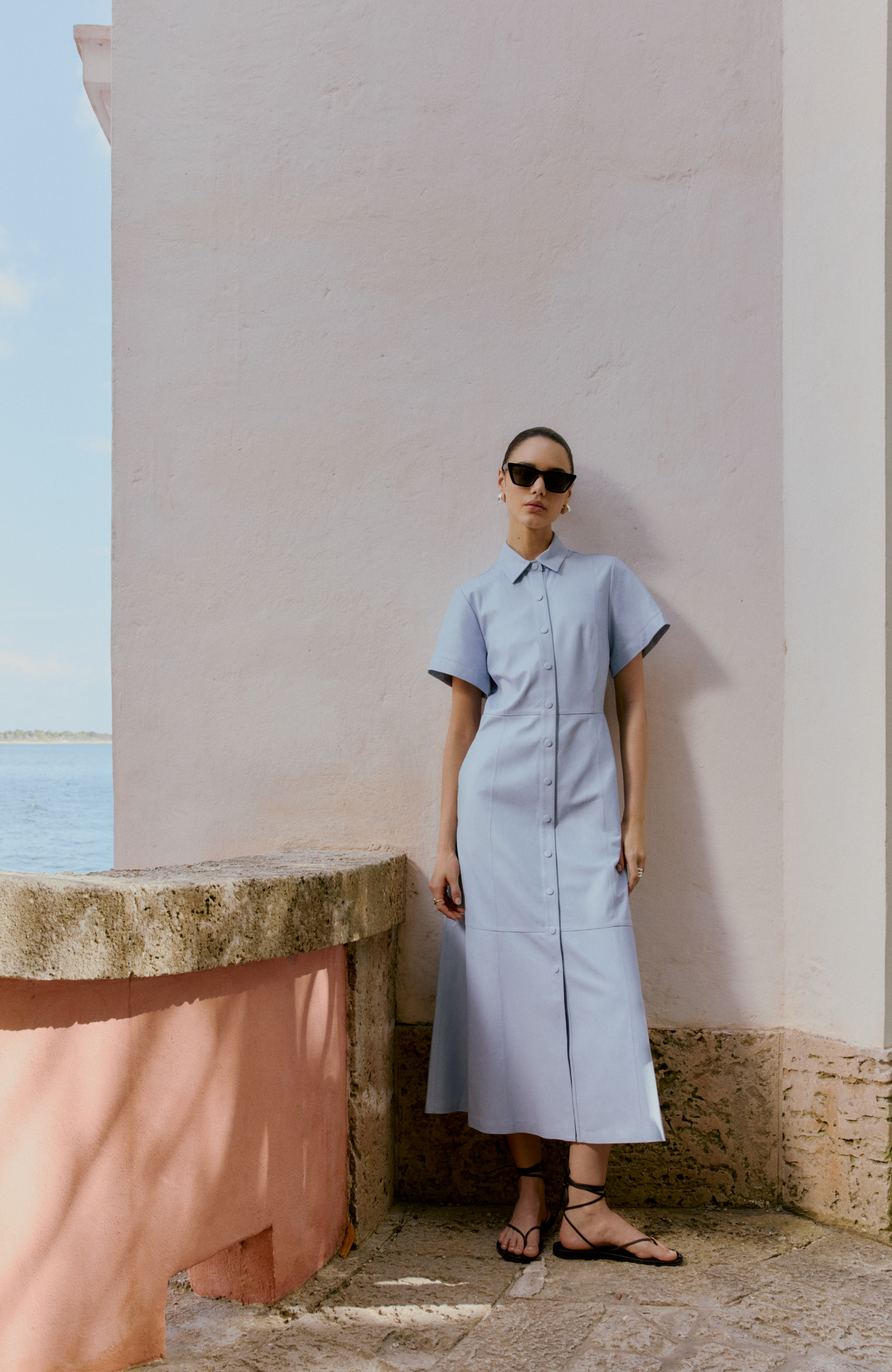 Leather Midi Dress | Cloud