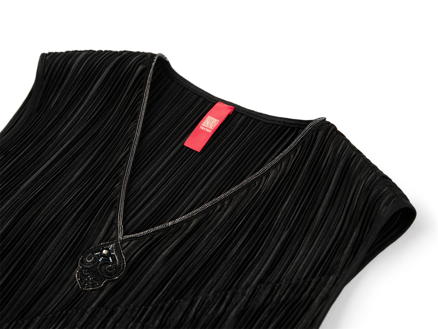 Pleated Waist-Cinched Dress | Black