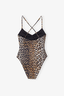 Recycled Printed V-neck Swimsuit | Leopard