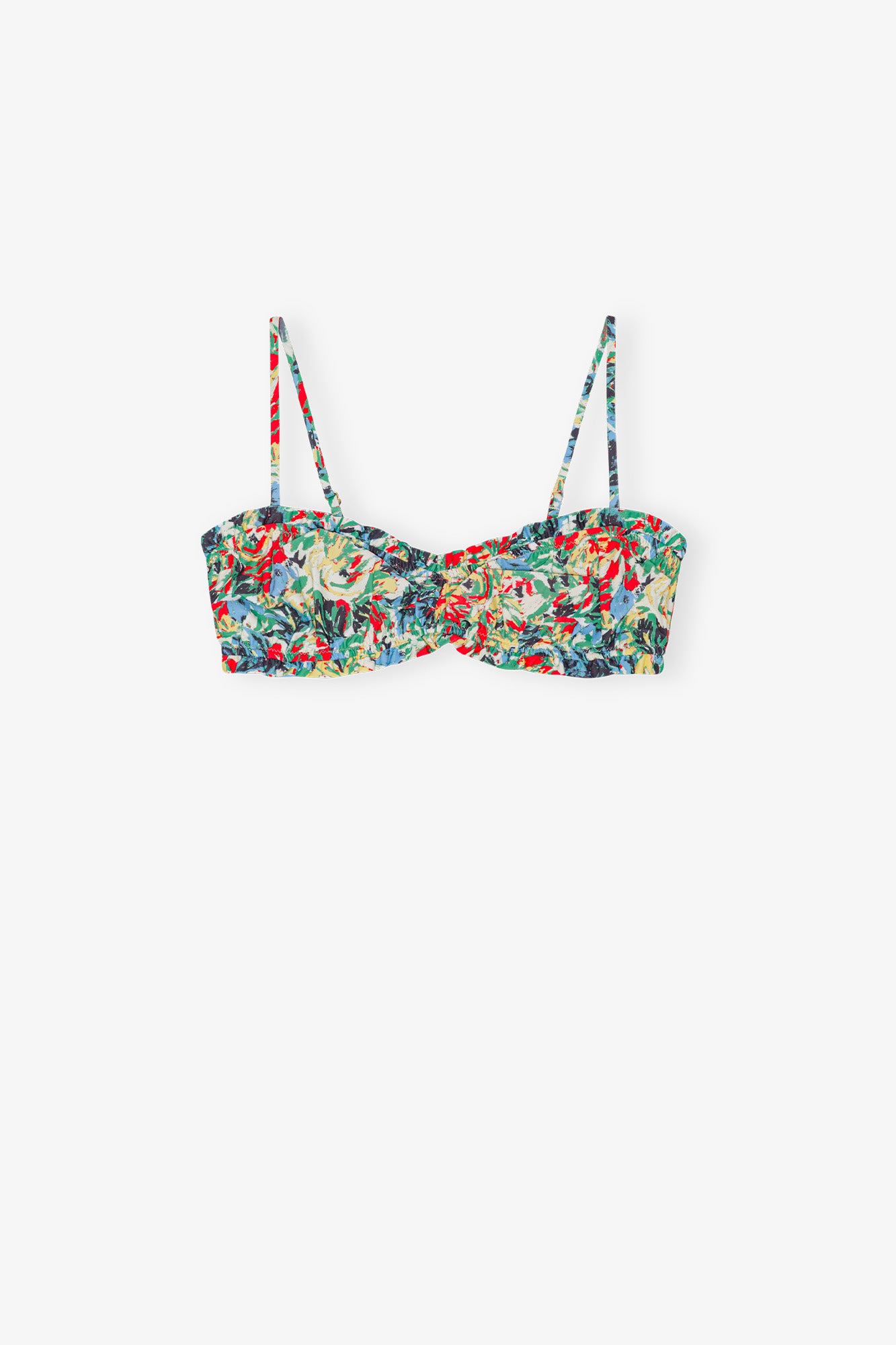 Recycled Printed Ruffle Bandeau Bikini Top | Multicolour