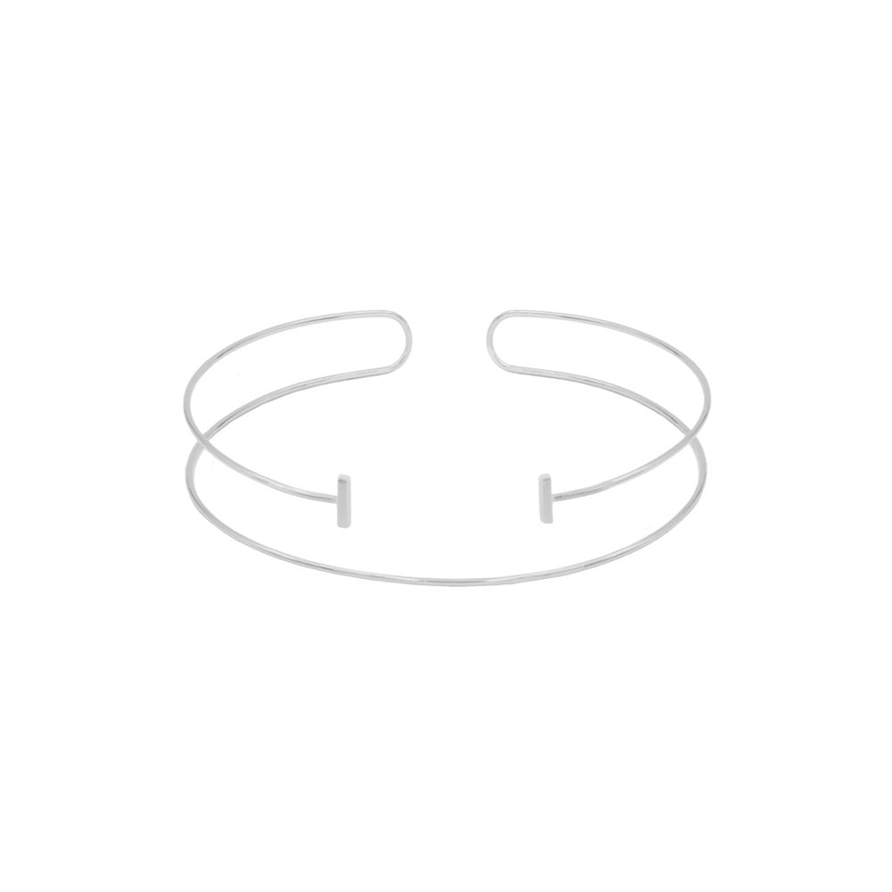 Bar Slip-On Cuff | Rhodium-Plated Brass