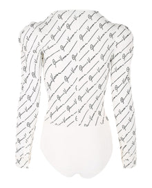 Versace | Crystal Logo Bodysuit Blouse