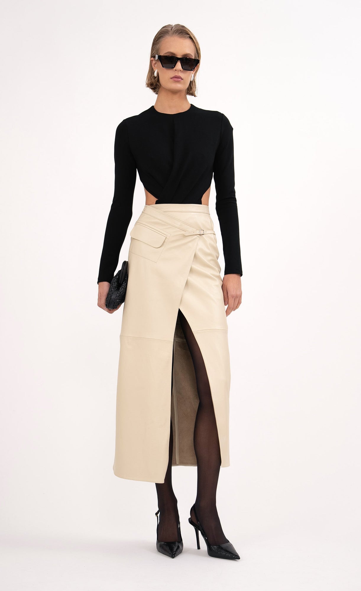 Celeste Leather Skirt | Crema