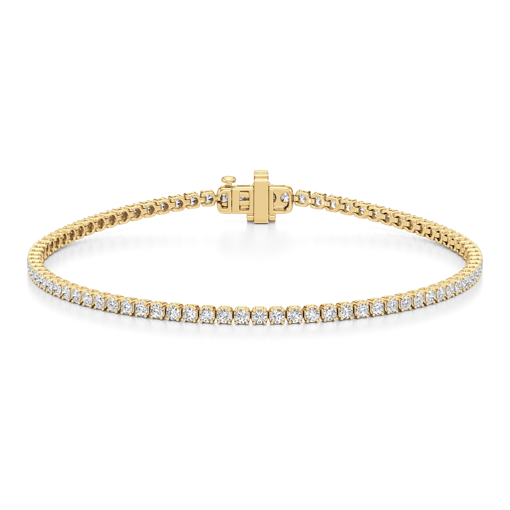 2.00 CT Round Lab-Grown Diamond | Tennis Bracelet | 14K Yellow Gold | F Color | VS2 Clarity
