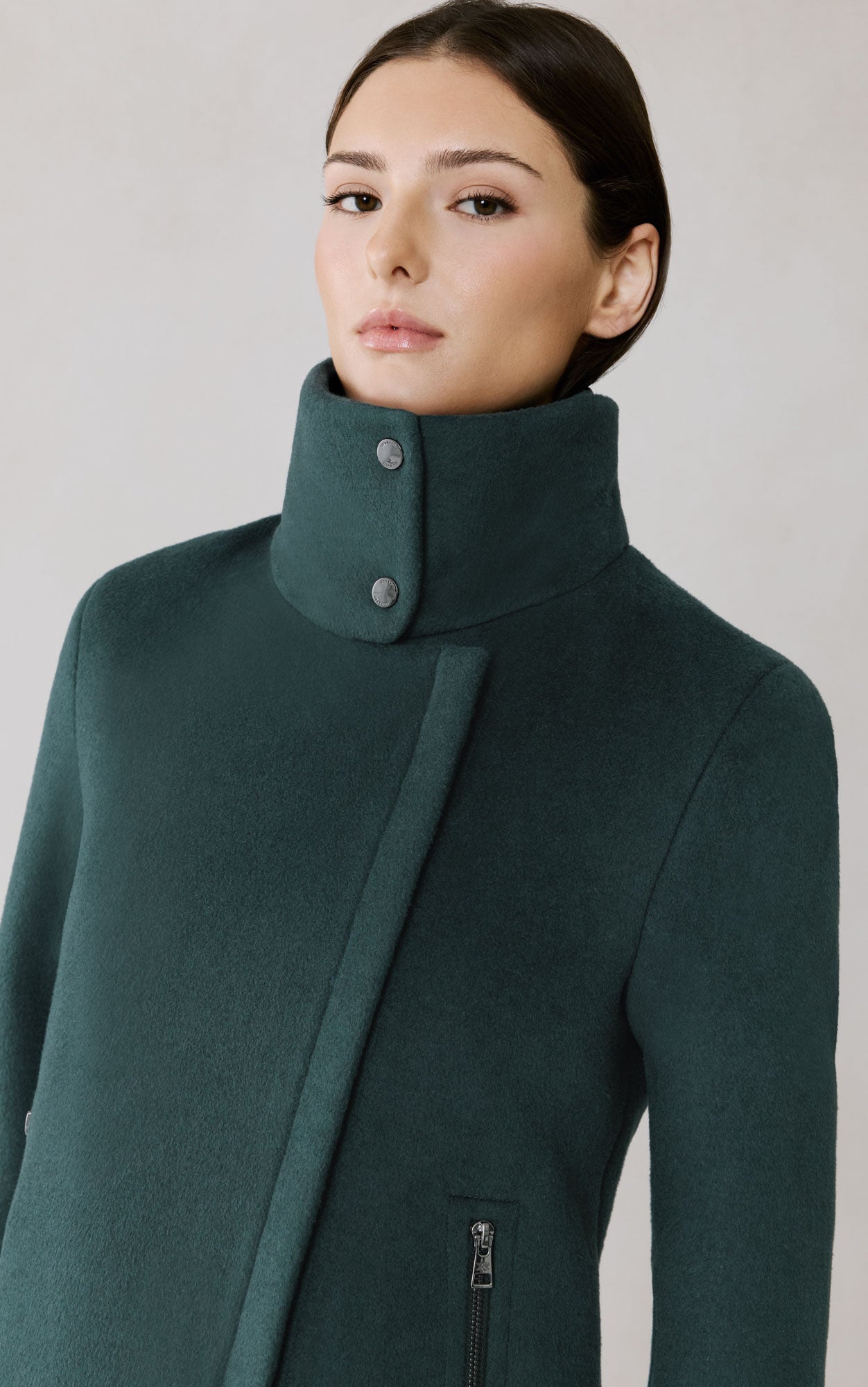 Abbi Coat With Bib In Wool | Midnight Forest