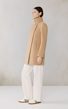 Abbi Coat With Bib In Wool | Teak