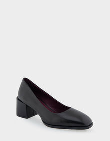 Alae Pump Heel | Black Genuine Leather