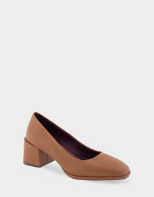 Alae Pump Heel | Tan Genuine Leather