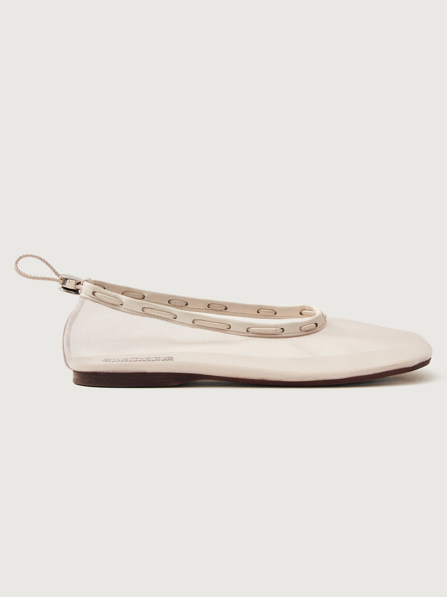 Gill Mesh Ballet Flat | White Leather