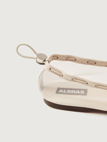Gill Mesh Ballet Flat | White Leather