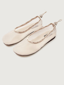 Gill Mesh Ballet Flat | White Leather