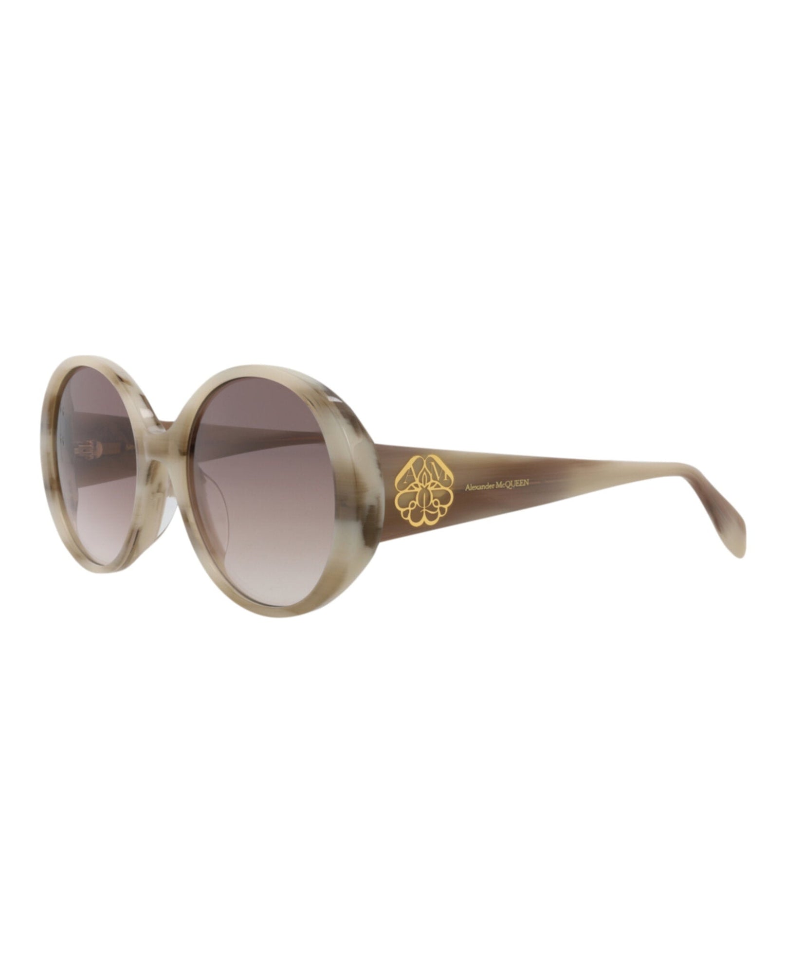Alexander McQueen | Women | Round Acetate Sunglasses | Ivory