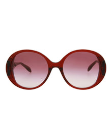 Alexander McQueen | Women | Round Acetate Sunglasses | Burgundy