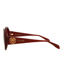 Alexander McQueen | Women | Round Acetate Sunglasses | Burgundy