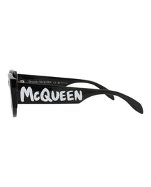 Alexander McQueen | Women | Round Acetate Sunglasses | Black