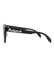 Alexander McQueen | Women | Round Acetate Sunglasses | Black