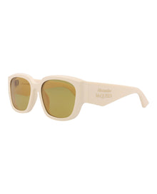 Alexander McQueen | Women | Square Recycled Acetate Sunglasses | Ivory