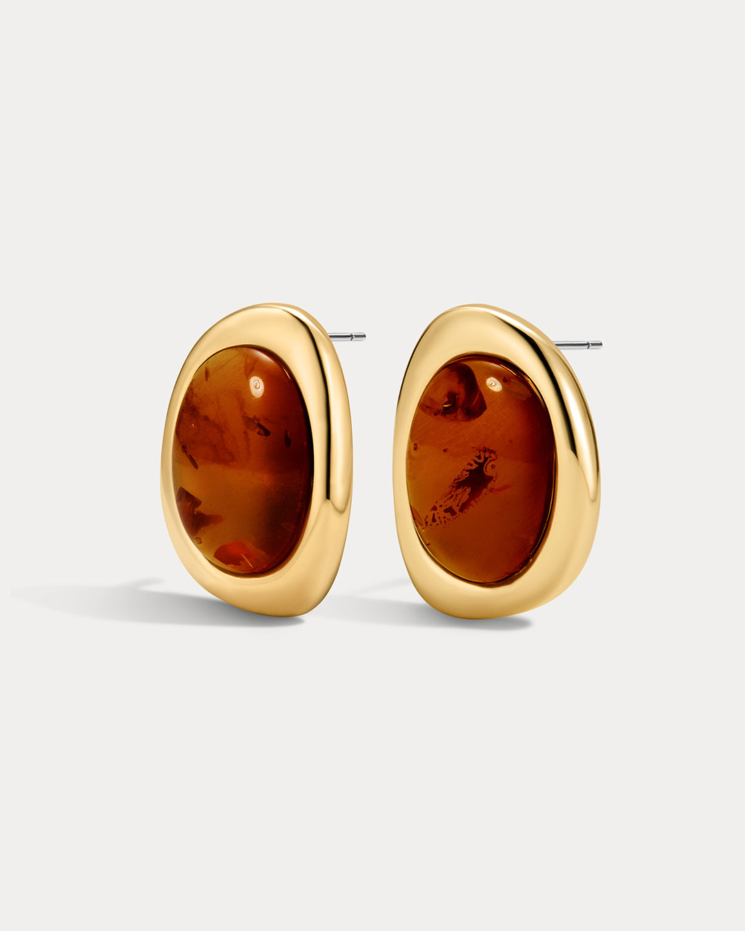 The Amber Honey Resin Studs | Amber Resin | Gold