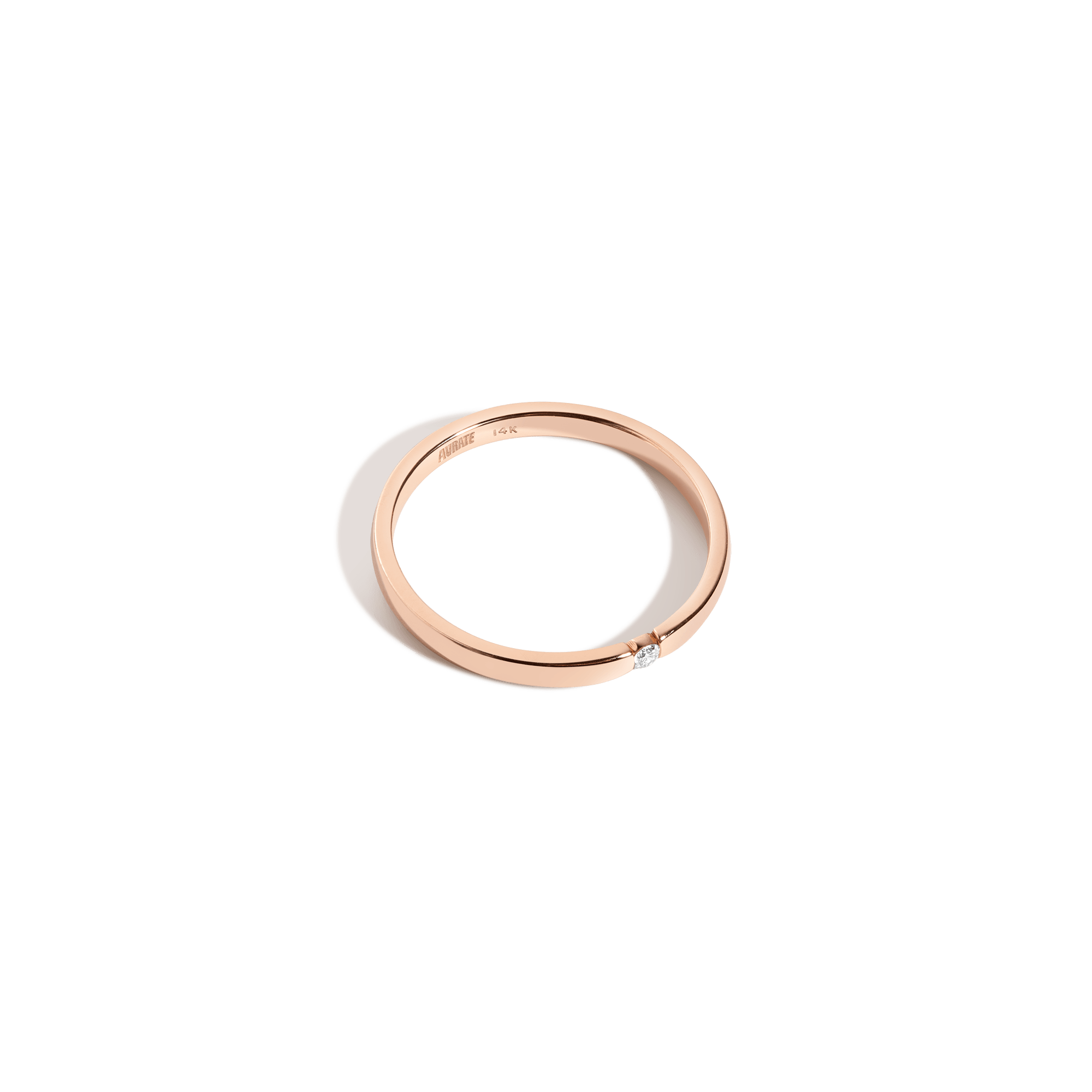 Thin Diamond Inlay Ring Rose Gold Vermeil Rose Gold 14K Rose Gold 18K