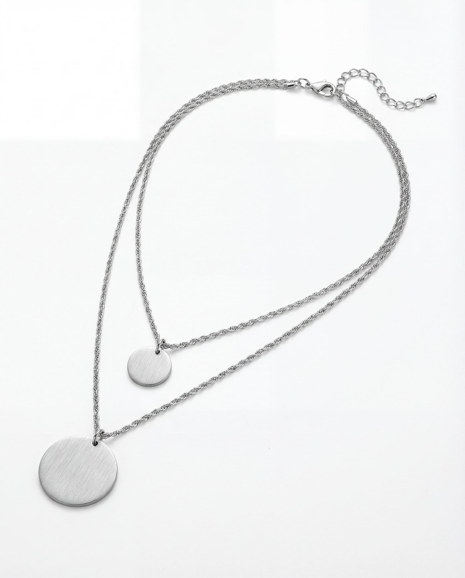 Double Pendant Necklace | Rhodium Plated Brass