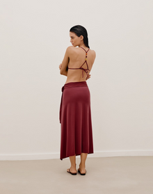 Alana Detail Midi Skirt | Cranberry