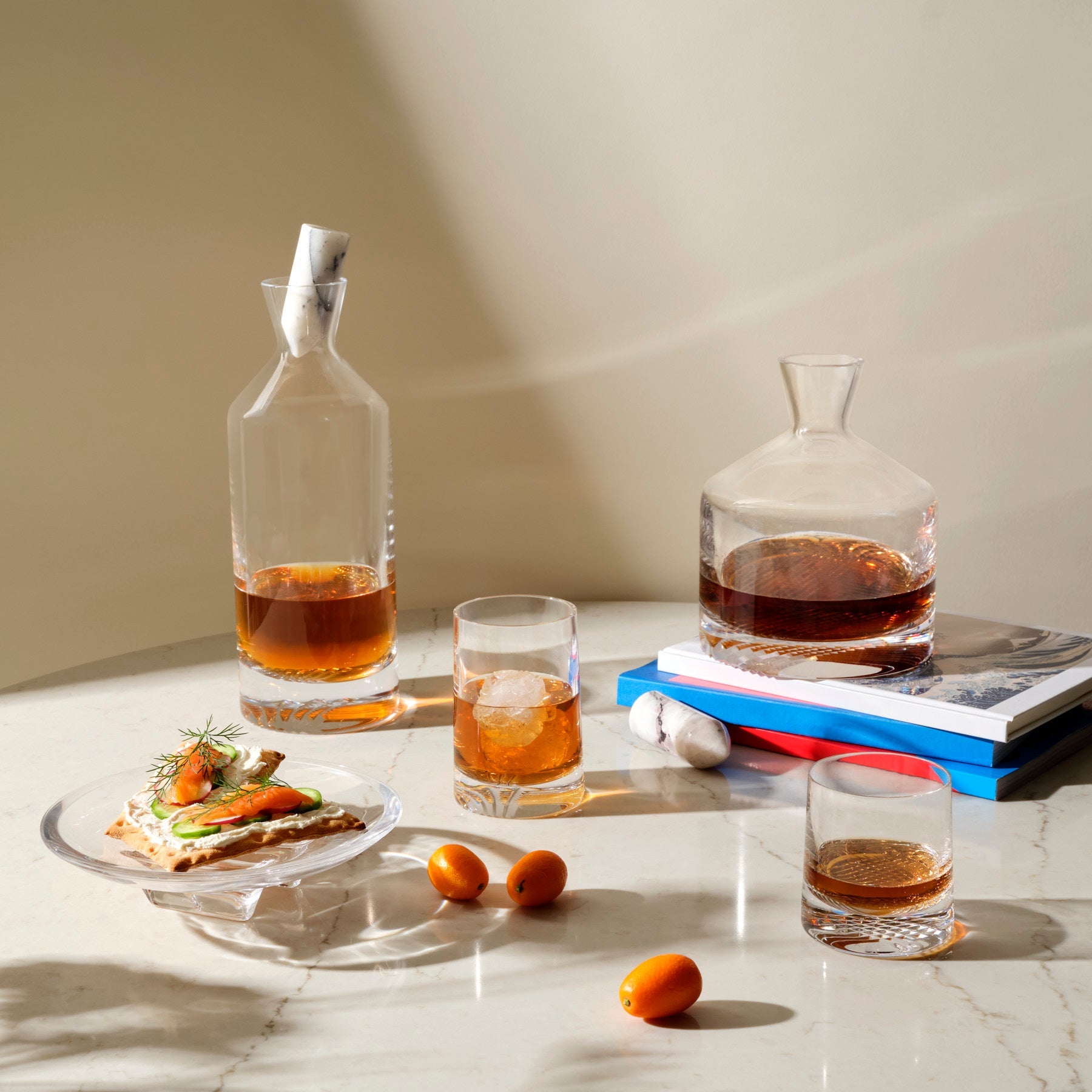 Alba Whisky Bottle - Short | Clear Crystal/Marble