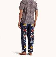 Alex Whitsun Print Linen Relaxed Fit Trousers | Midnight Navy