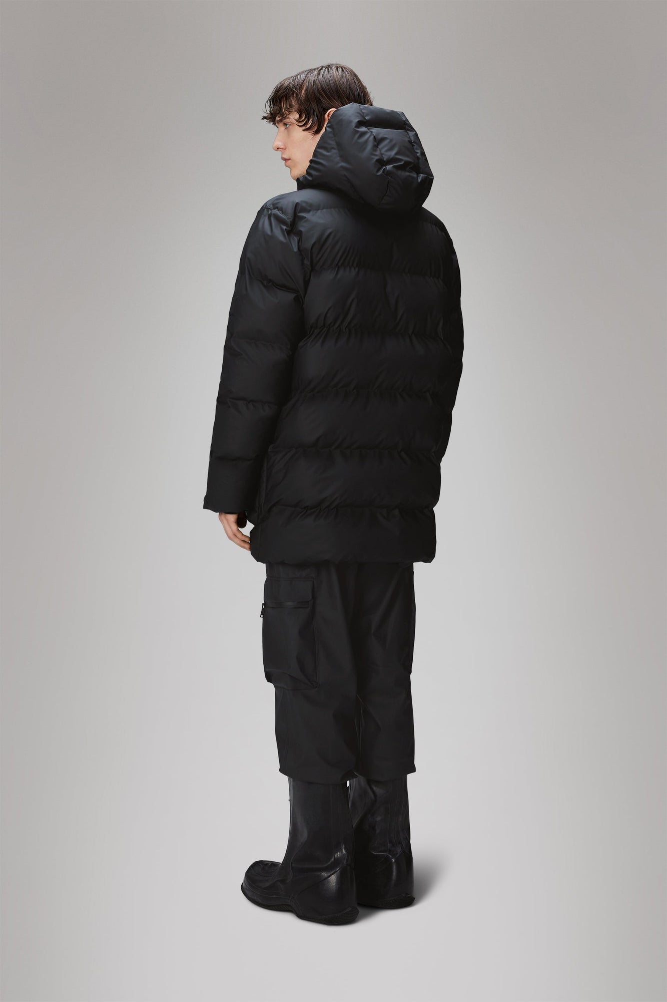 Alta Long Puffer Cargo Jacket | Black