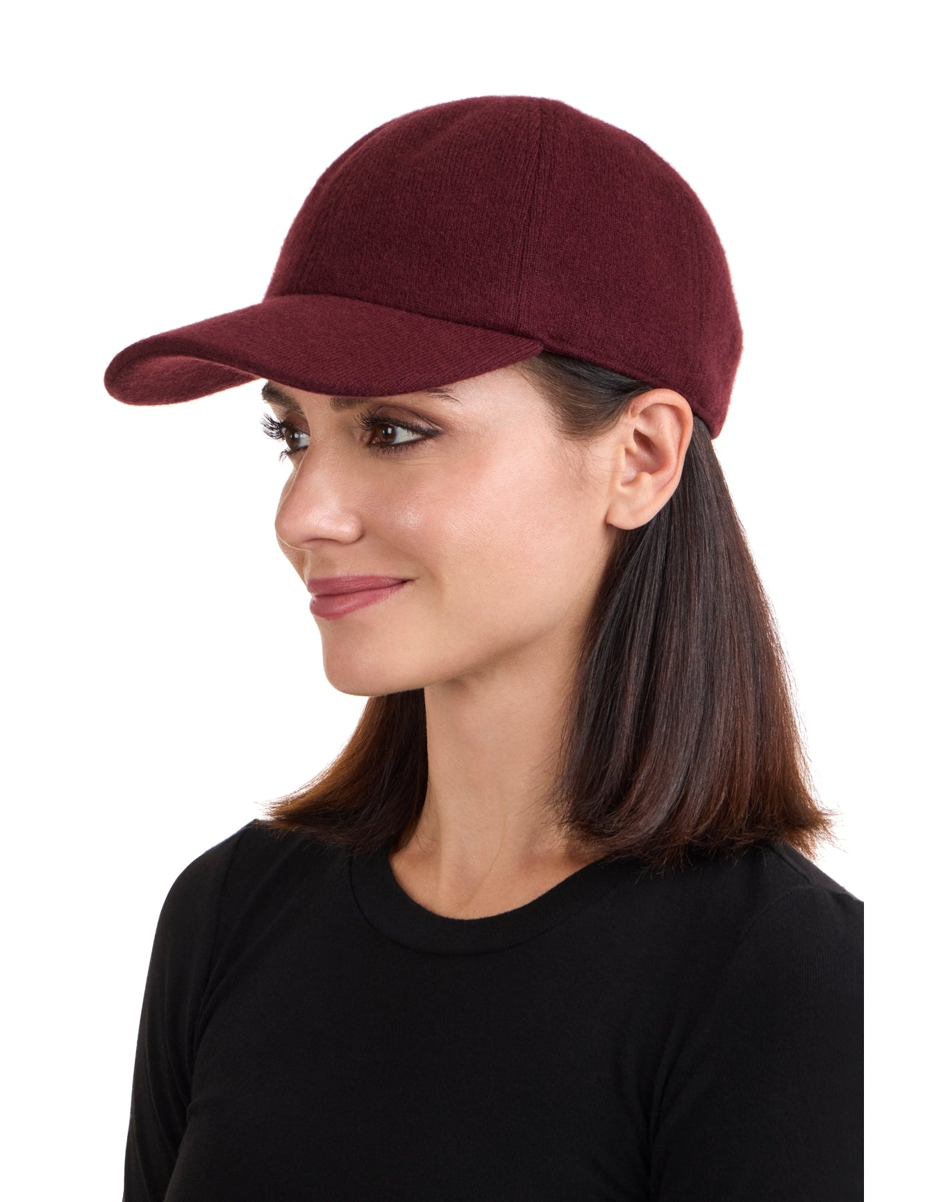 Amicale Cashmere | Women | Cashmere Blend Knit Baseball Cap II | Bordeaux