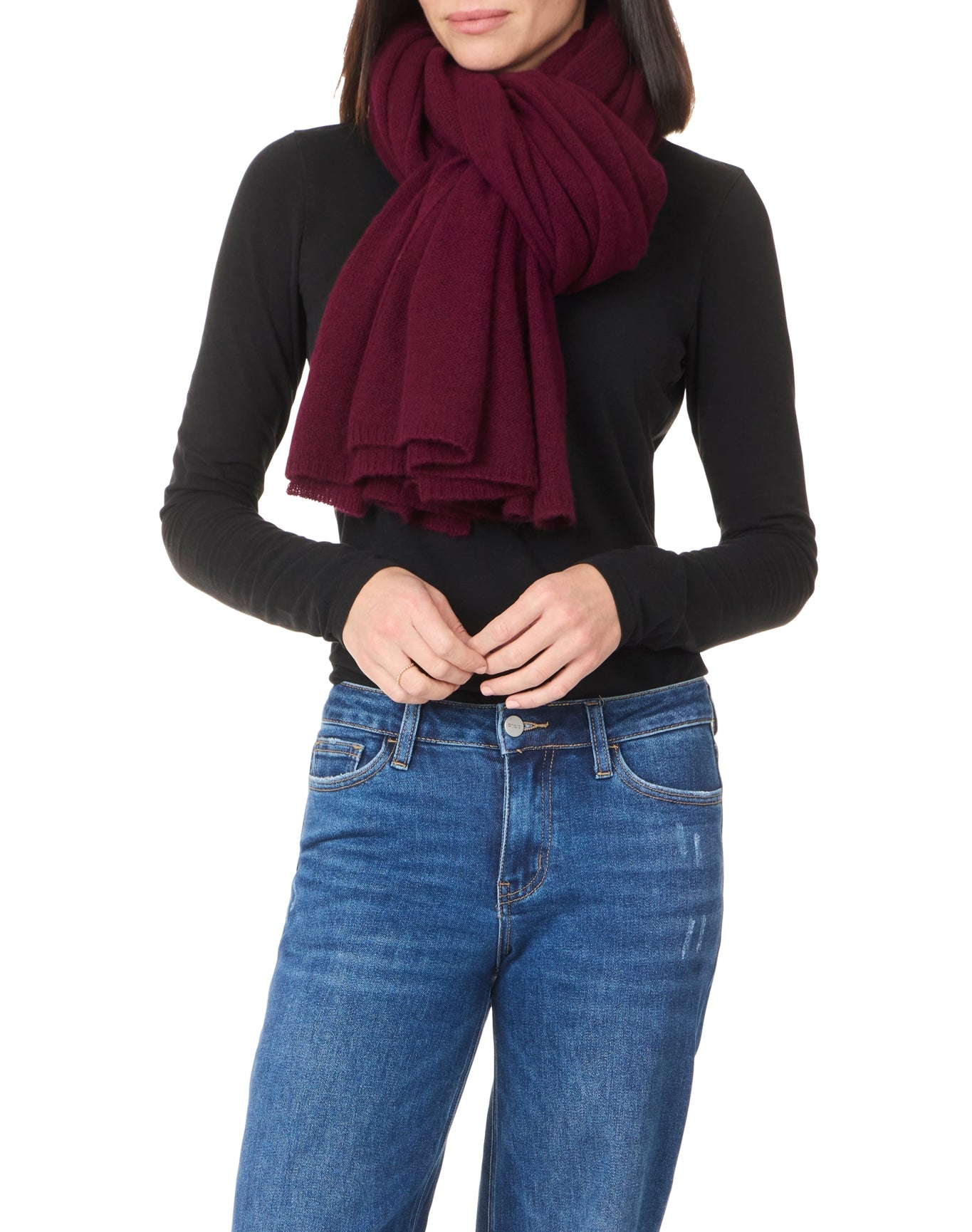 Amicale Cashmere | Women | Cashmere Feather Weight Travel Wrap | Bordeaux