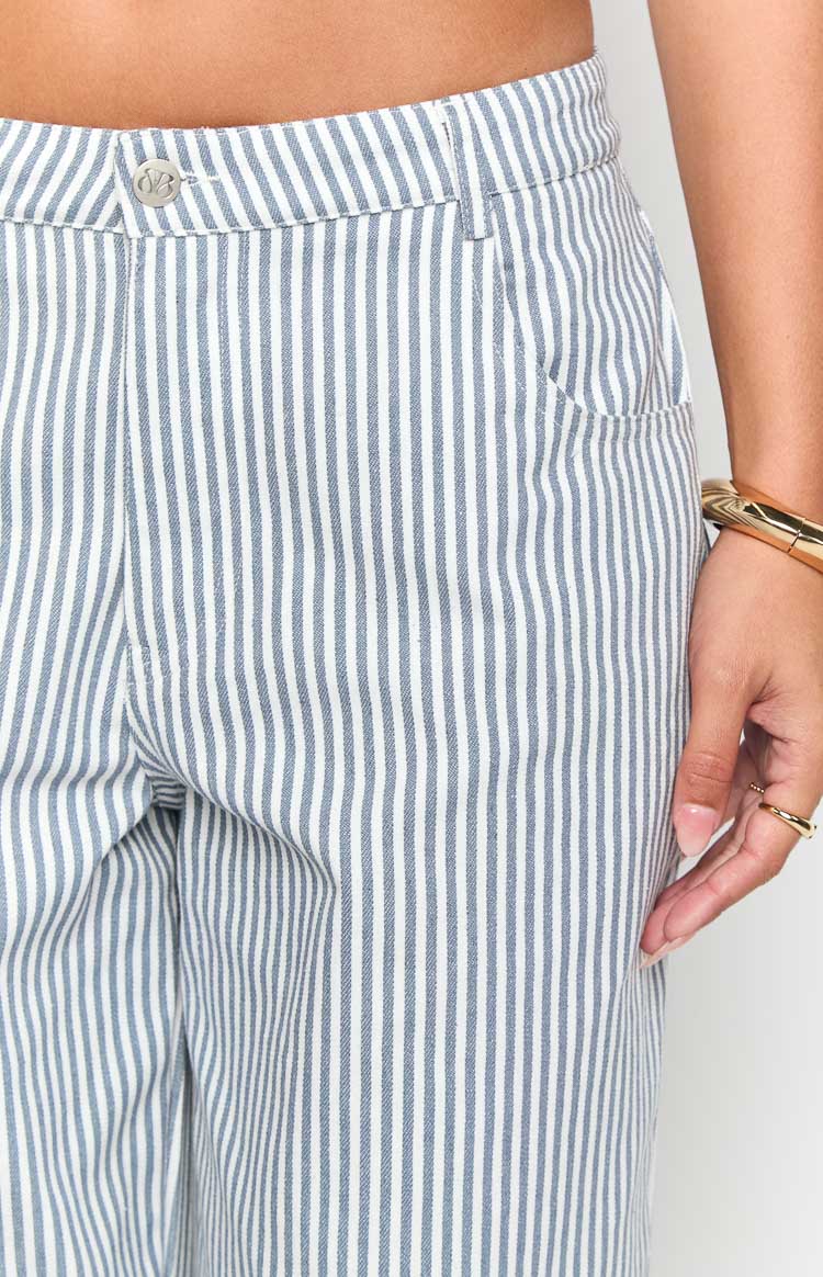 Amity Mid Rise Straight Leg Jeans | Navy Stripe