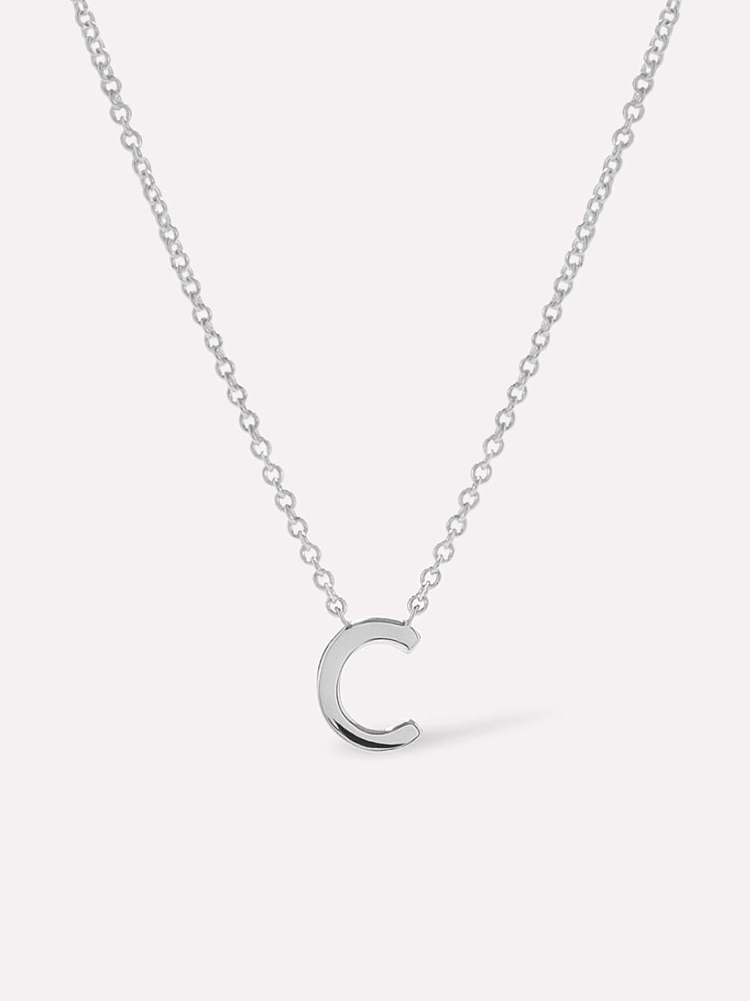 Silver Initial Necklace - Letter Necklace | Rhodium-Plated Sterling Silver