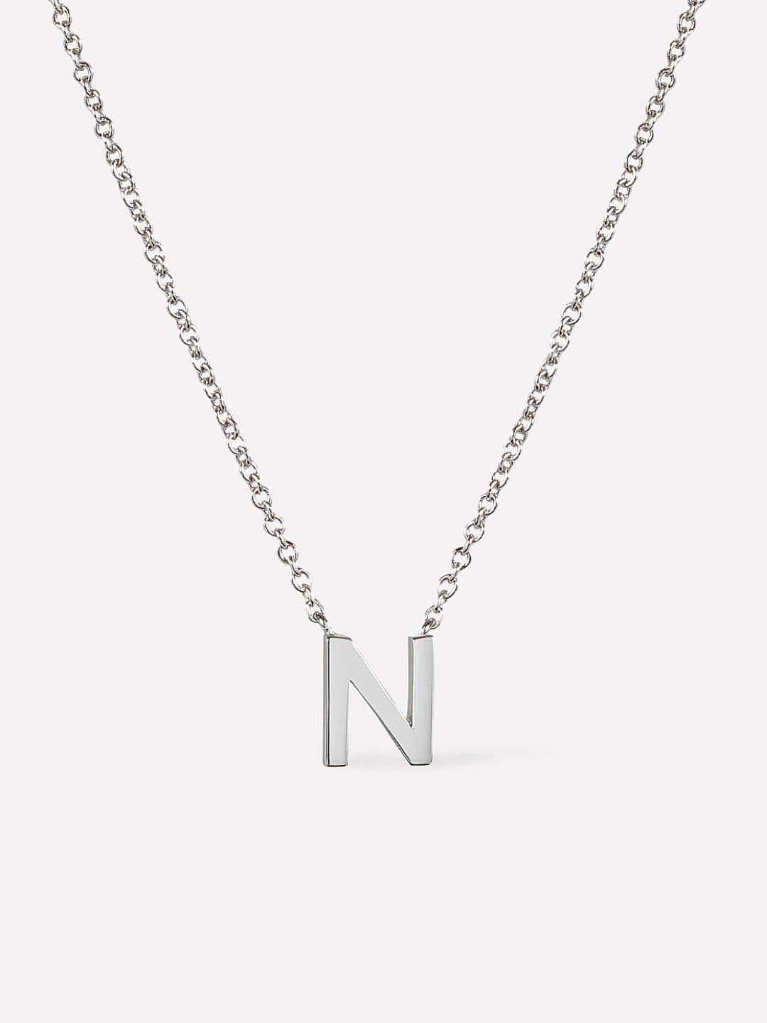 Silver Initial Necklace - Letter Necklace | Rhodium-Plated Sterling Silver