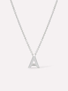 Silver Initial Necklace - Letter Necklace | Rhodium-Plated Sterling Silver