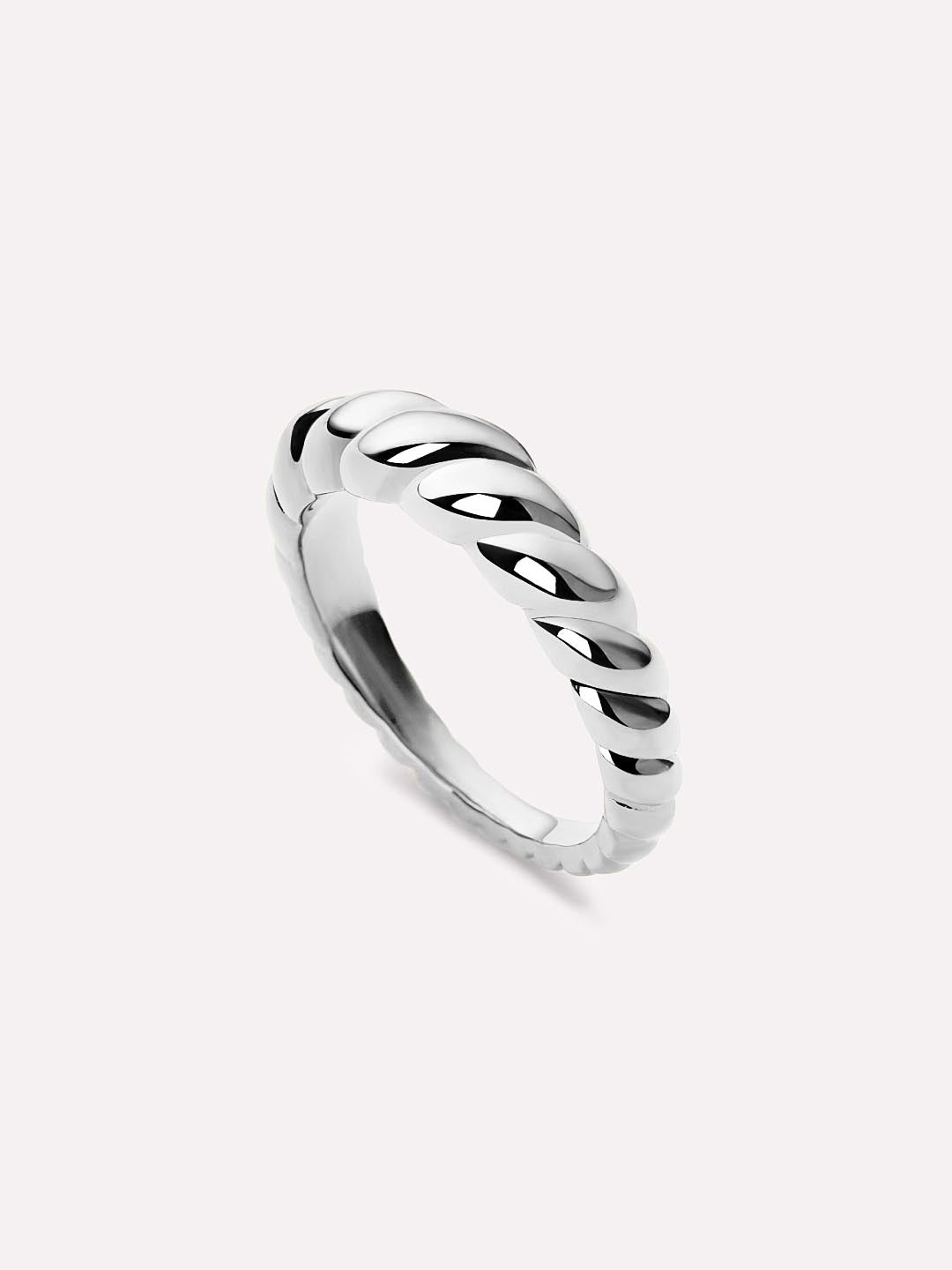 Rope Slim Twist Ring | Rhodium on Stainless Steel