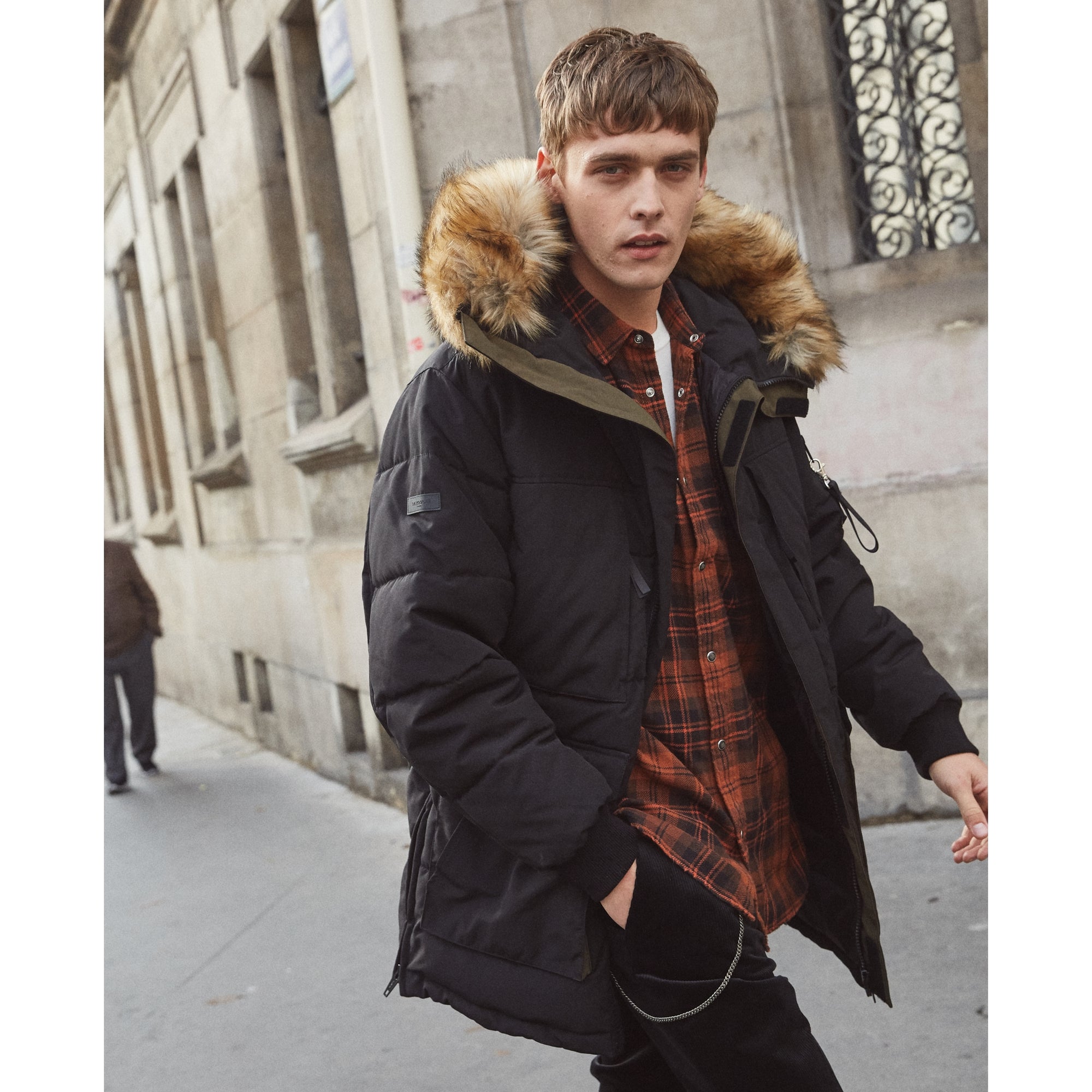 Khaki Oversized Nylon Parka | Men | Black