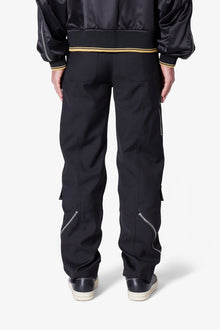 Angled Zip Cargo Pants | Black