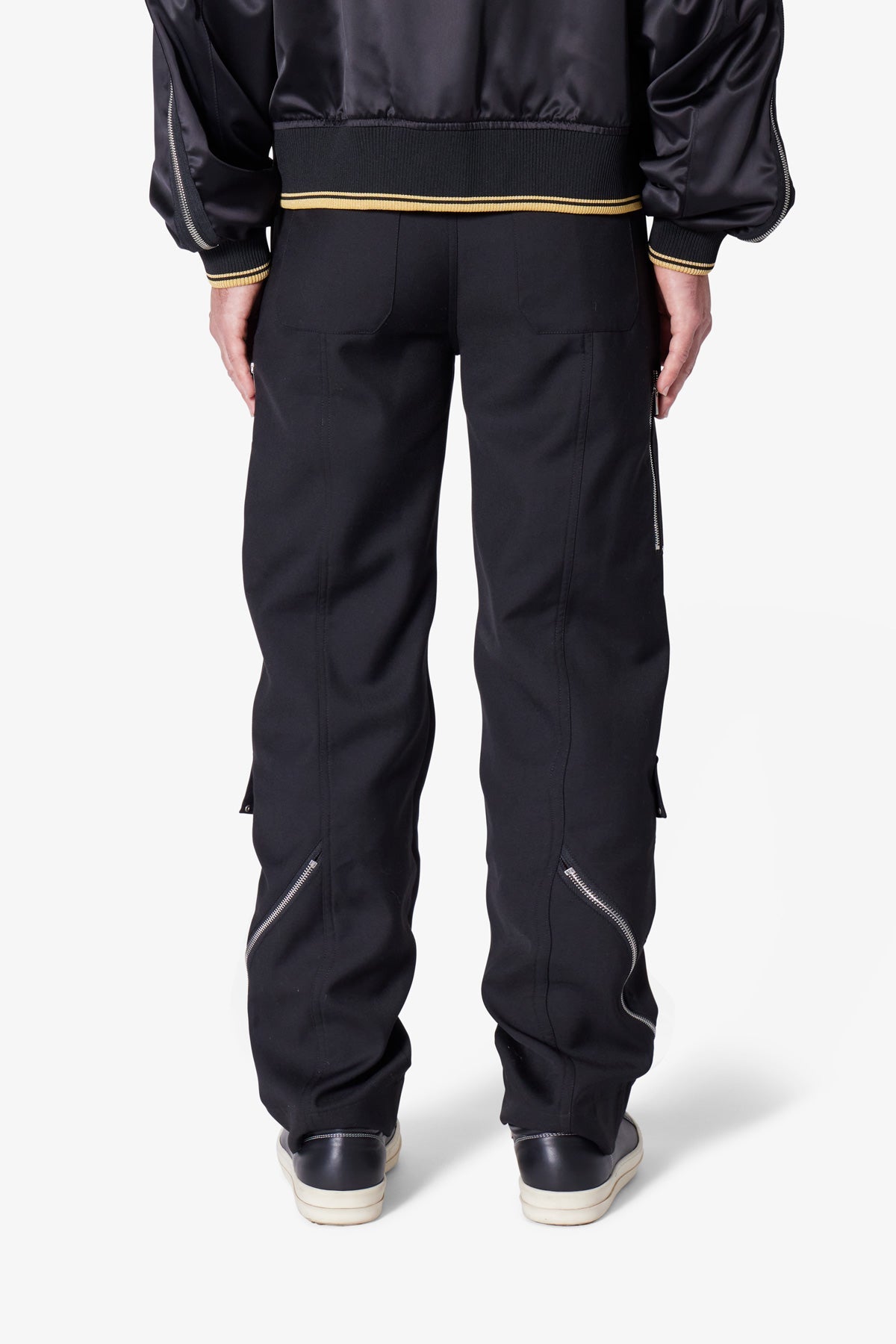 Angled Zip Cargo Pants | Black