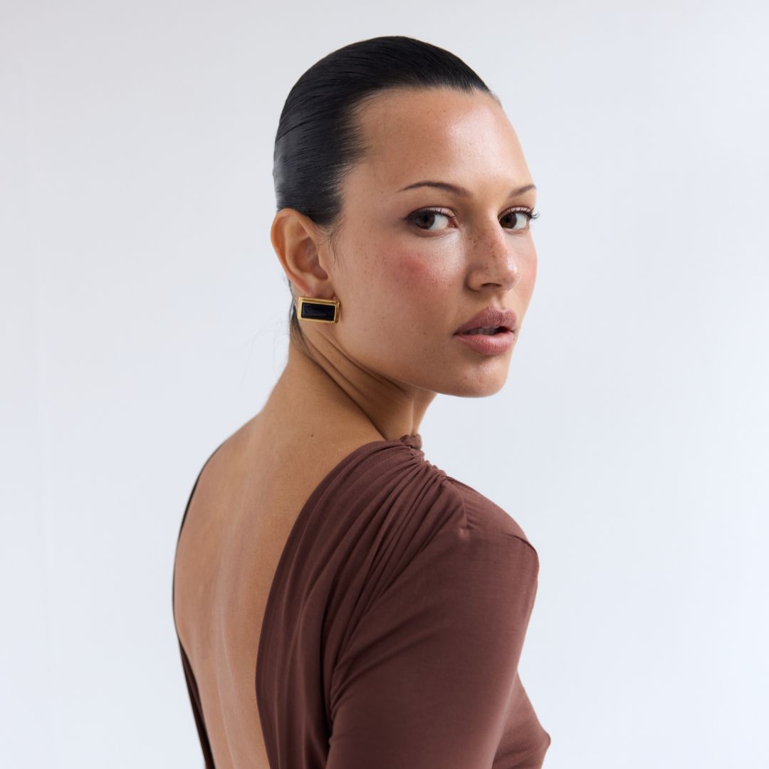 Archer Rectangle Earrings | Gold-Plated on Brass
