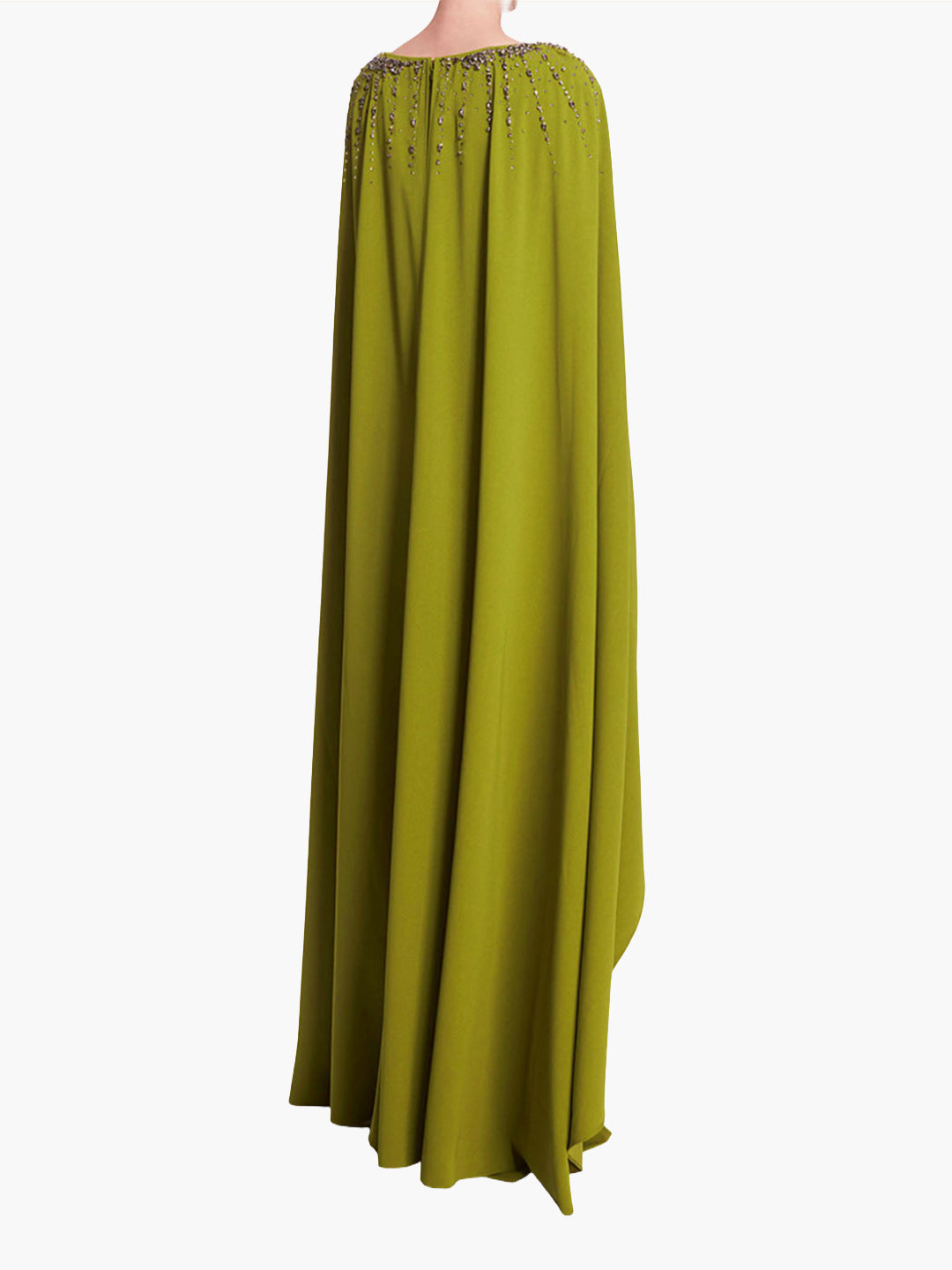 Embellished Cape Gown | Olive
