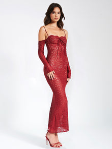 Udaya Lace Long Sleeve Maxi Dress | Burgundy
