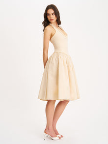 Idella U Neck Midi Dress | Yellow Gingham