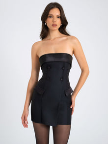 Dalilah Double Breast Mini Dress | Black