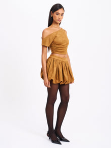 Yara Slash Neck Tank Top | Brown Suede